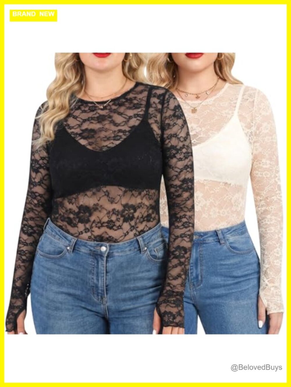 Lace Mesh Sheer Long Sleeve See Through Undershirt Top